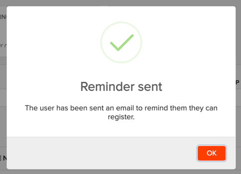 Reminder sent