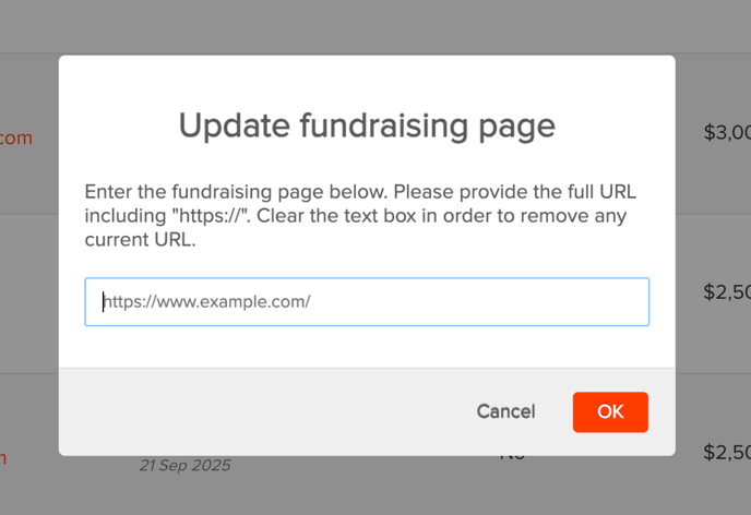 Add fundraising URL prompt 