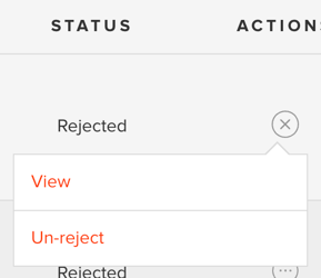 Unreject on the action menu