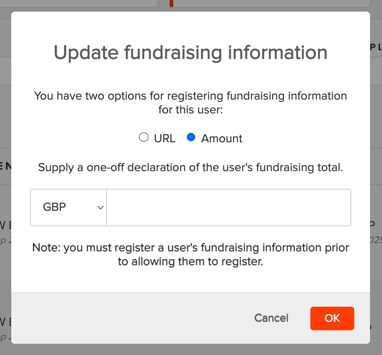 Update fundraising info - amount